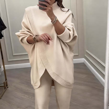 🔥 59% OFF! NEW! Women's 2-piece set – Asymmetrical sweater + wide-leg pants, relaxed fit and soft fabric, ultra comfortable 👚✨