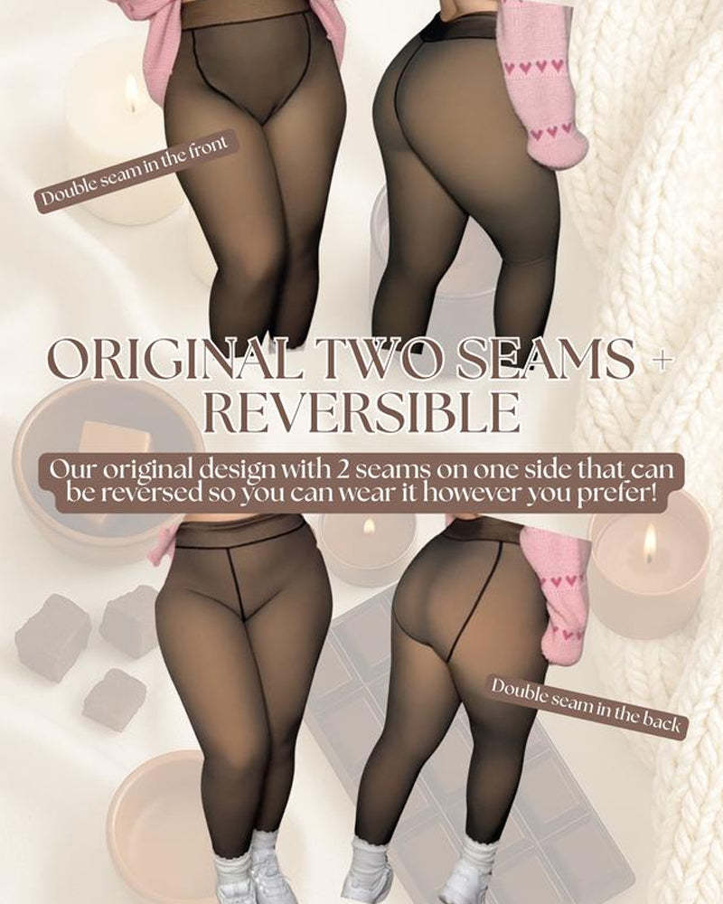 Formande leggings i imiterad fleece med unik söm