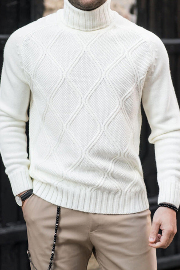 turtleneck solid color slim fit knitted pullover