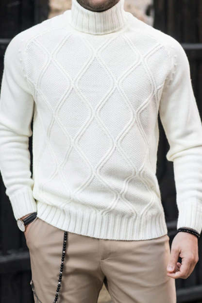 turtleneck solid color slim fit knitted pullover