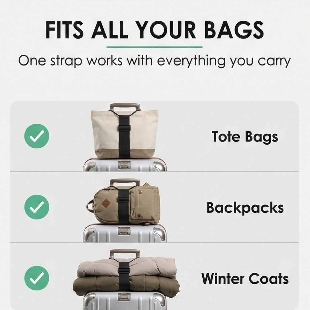 🧳 Slipp att väskan glider – Justerbart bagagerem som håller allt på plats!