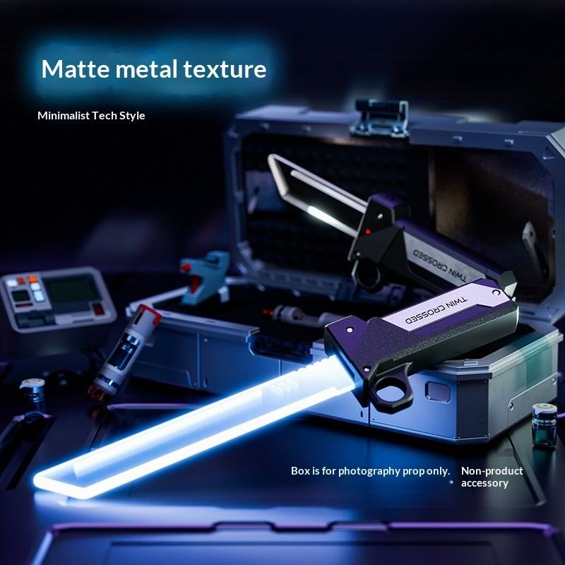 TikTok Popular Double-Edged Telescopic LED Plastic Lightsaber Mini Samurai Sword Role-Playing Weapon High-End Laser Sword Toy