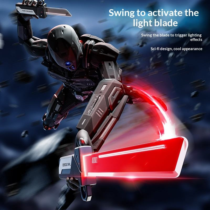 TikTok Popular Double-Edged Telescopic LED Plastic Lightsaber Mini Samurai Sword Role-Playing Weapon High-End Laser Sword Toy