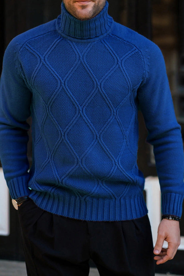 turtleneck solid color slim fit knitted pullover