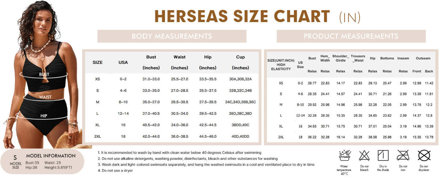 💕 LETZTER TAG AKTION – 50 % RABATT 💕Damen Push-up Bikini mit hohem Bund