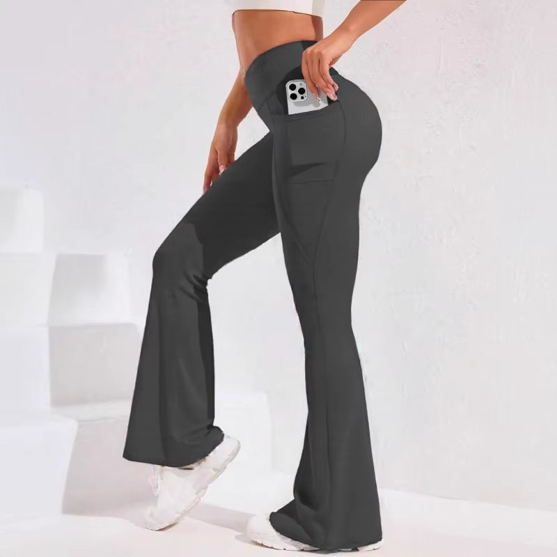 Flared Flattering Fashionable Squatproof Leggings with Pockets