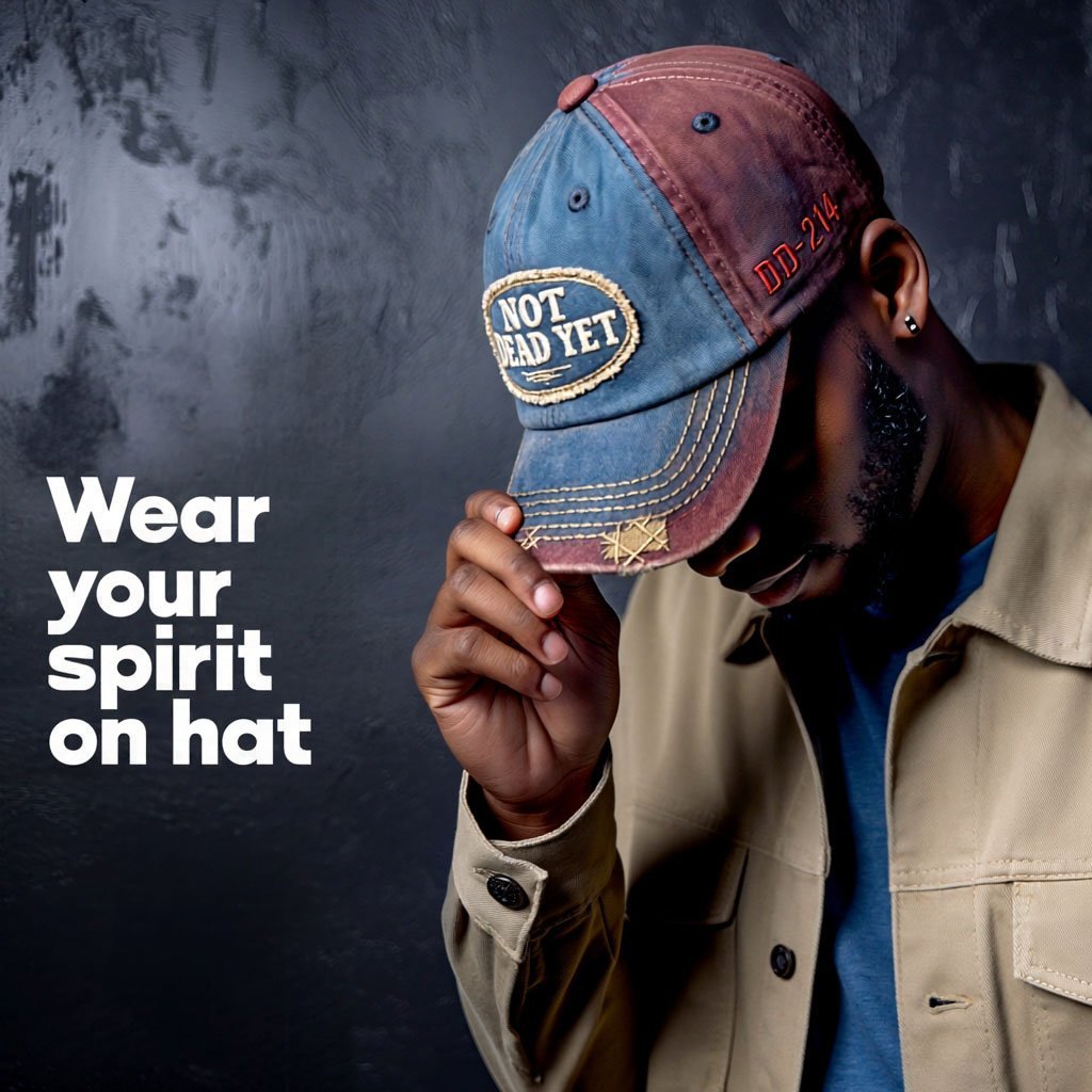 🧢 NOT DEAD YET – Vintage Washed Broderad Keps med DD-214-patch