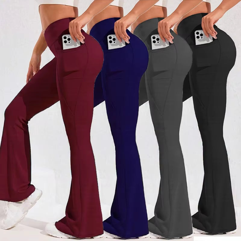 Flared Flattering Fashionable Squatproof Leggings with Pockets