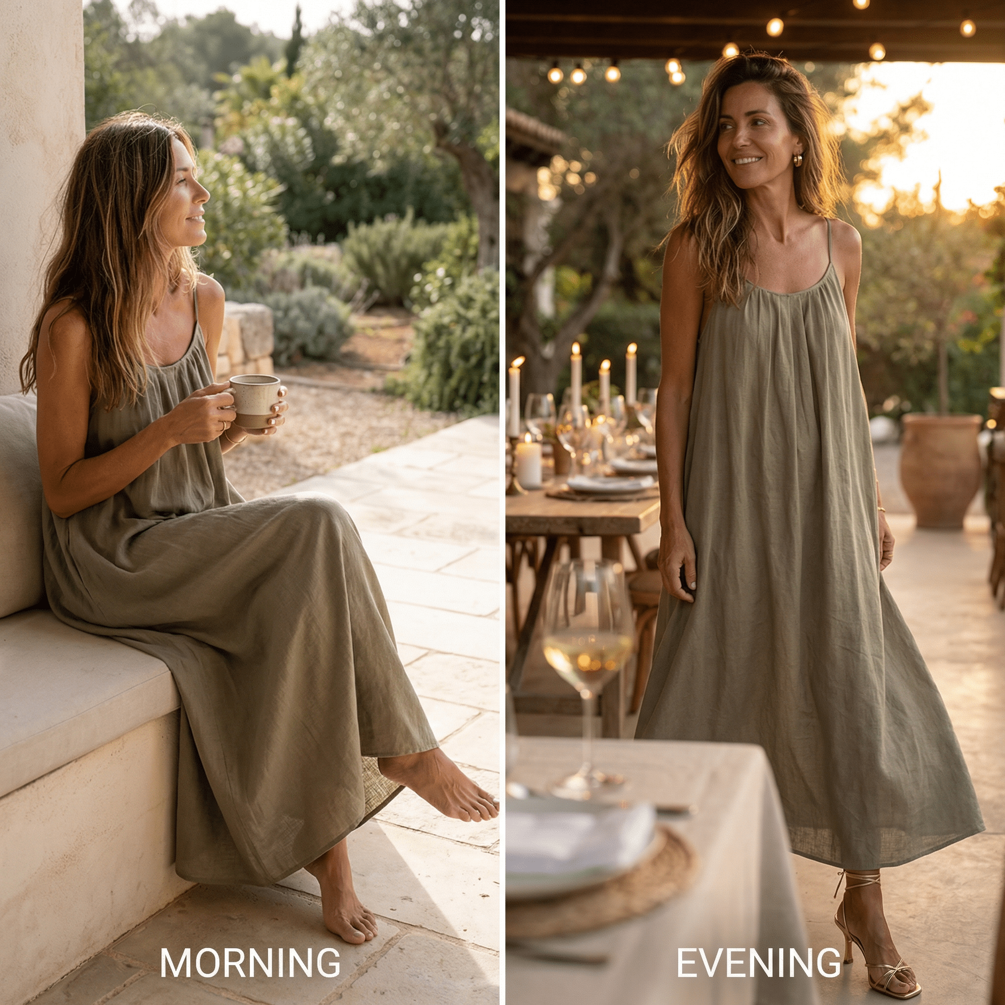 Rygglös Maxiklänning med Justerbar Knytning – Lätt, Ledig och Elegant