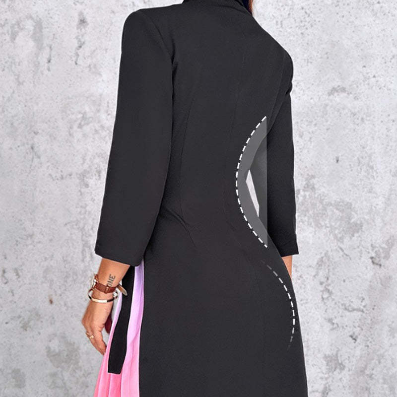 💖Ombre Reverskragen Tailliertes Plissee Blazer Kleid🔥Kostenloser Versand