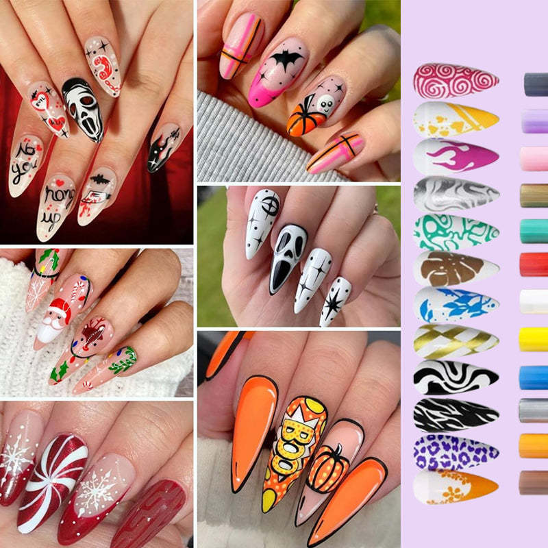 🌈🎁Hot Sale 50 % RABATT⏳🎨12 färger Nail Art Pens Set💅