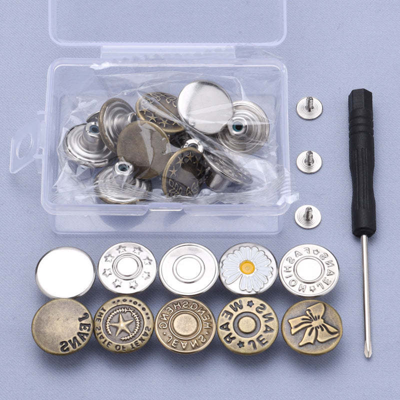 Abnehmbares Jeansknpfe-Set ohne Nhen