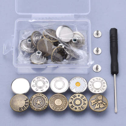 Abnehmbares Jeansknöpfe-Set ohne Nähen