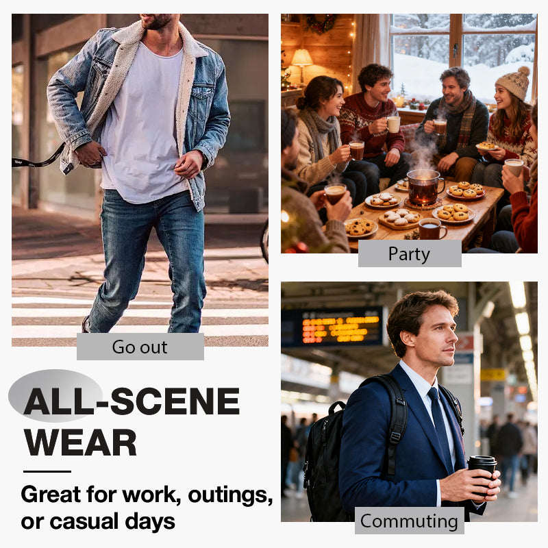 🔥Höst/vinterrea 2025🔥Herrjeansjacka med lammskinnsfoder, avslappnad passform