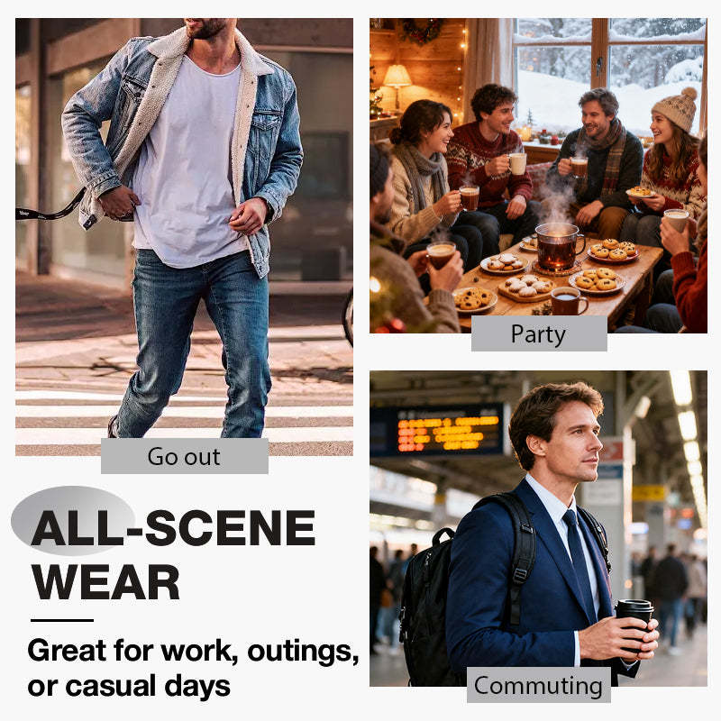 🔥Höst/vinterrea 2025🔥Herrjeansjacka med lammskinnsfoder, avslappnad passform