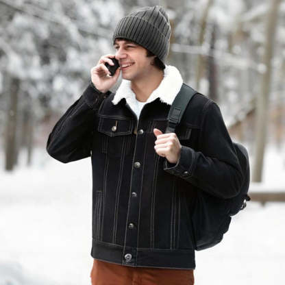 🔥Höst/vinterrea 2025🔥Herrjeansjacka med lammskinnsfoder, avslappnad passform