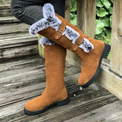 Damen Schneestiefel in mittlerer Wadenhöhe mit dicker Kunstplüsch-Fütterung【Kostenlose Lieferung】