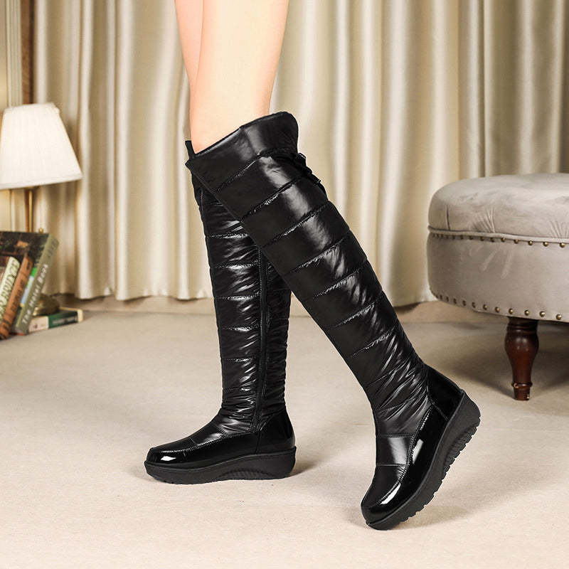 Warme, wasserdichte Damenstiefel mit Schleifenverzierung
