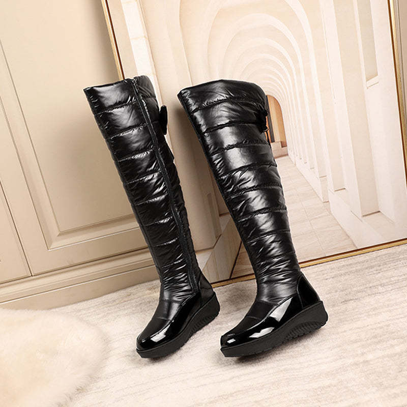 Warme, wasserdichte Damenstiefel mit Schleifenverzierung