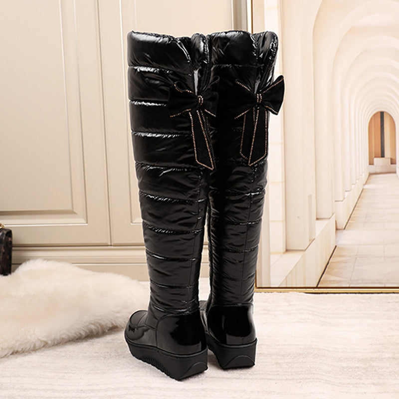 Warme, wasserdichte Damenstiefel mit Schleifenverzierung