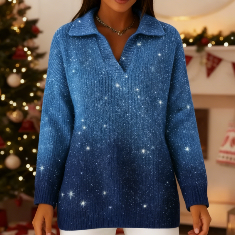 ✨ Glitzernder Strickpullover für Damen mit langen Ärmeln