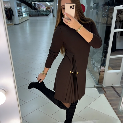 ✨Flash Sale✨|🔥Elegant Long Sleeve Pleated Panel Dress🔥