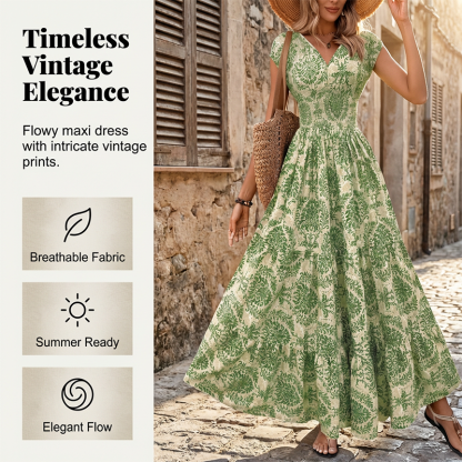 Elegant Blommig Maxi-klänning – Figursmickrande & Bekväm för Dag & Kväll