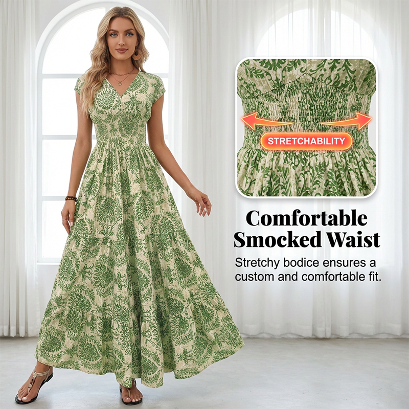Elegant Blommig Maxi-klänning – Figursmickrande & Bekväm för Dag & Kväll
