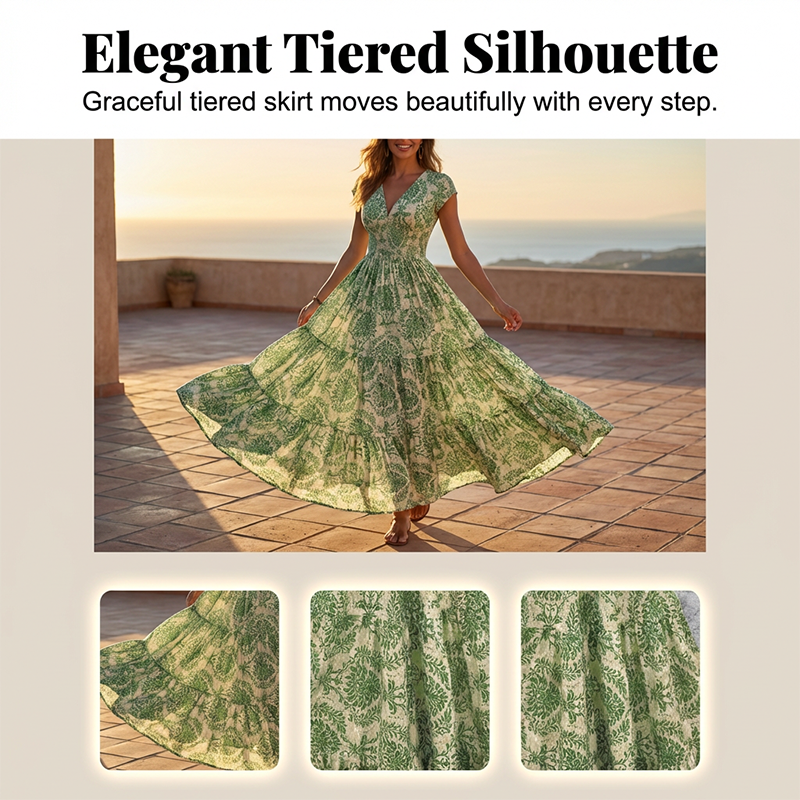 Elegant Blommig Maxi-klänning – Figursmickrande & Bekväm för Dag & Kväll