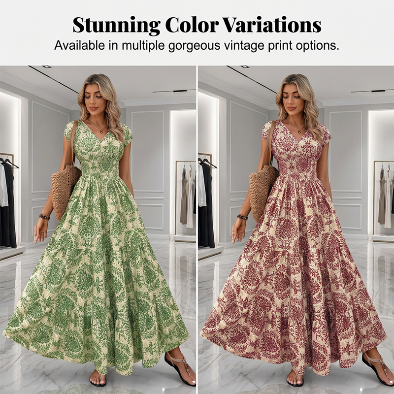 Elegant Blommig Maxi-klänning – Figursmickrande & Bekväm för Dag & Kväll