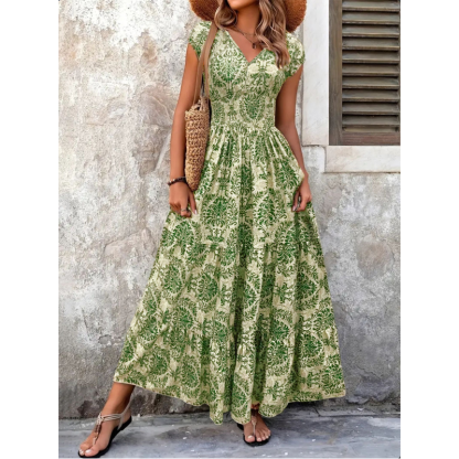 Elegant Blommig Maxi-klänning – Figursmickrande & Bekväm för Dag & Kväll
