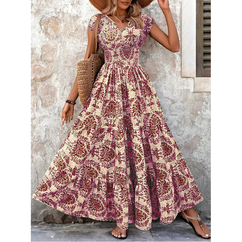 Elegant Blommig Maxi-klänning – Figursmickrande & Bekväm för Dag & Kväll