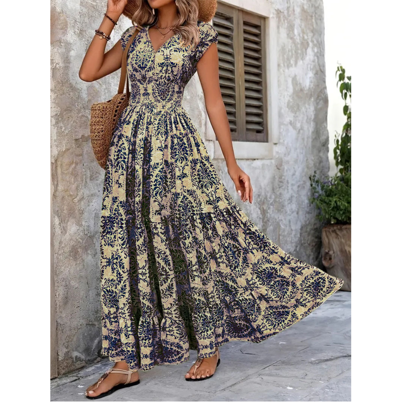 Elegant Blommig Maxi-klänning – Figursmickrande & Bekväm för Dag & Kväll