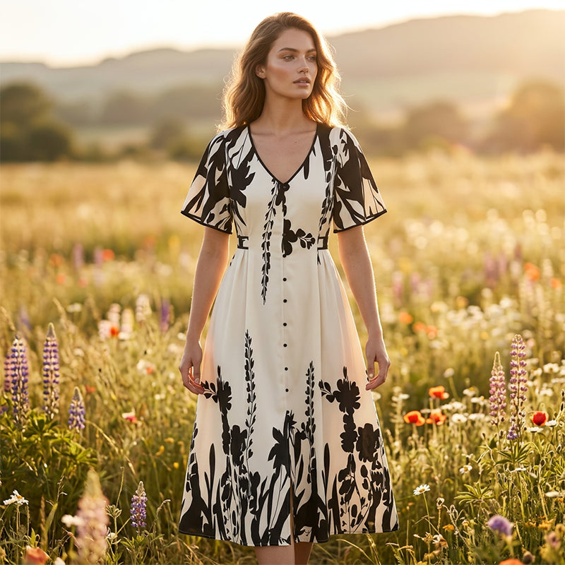 🤍New arrival 40% OFF!🖤Women’s Bell-Sleeve Midi Dress👗