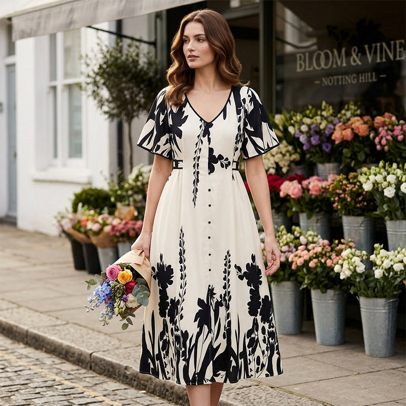 🤍New arrival 40% OFF!🖤Women’s Bell-Sleeve Midi Dress👗