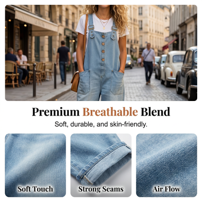 Avslappnad denim overall i vintage-stil – bekväm baggy passform för vardag och fritid
