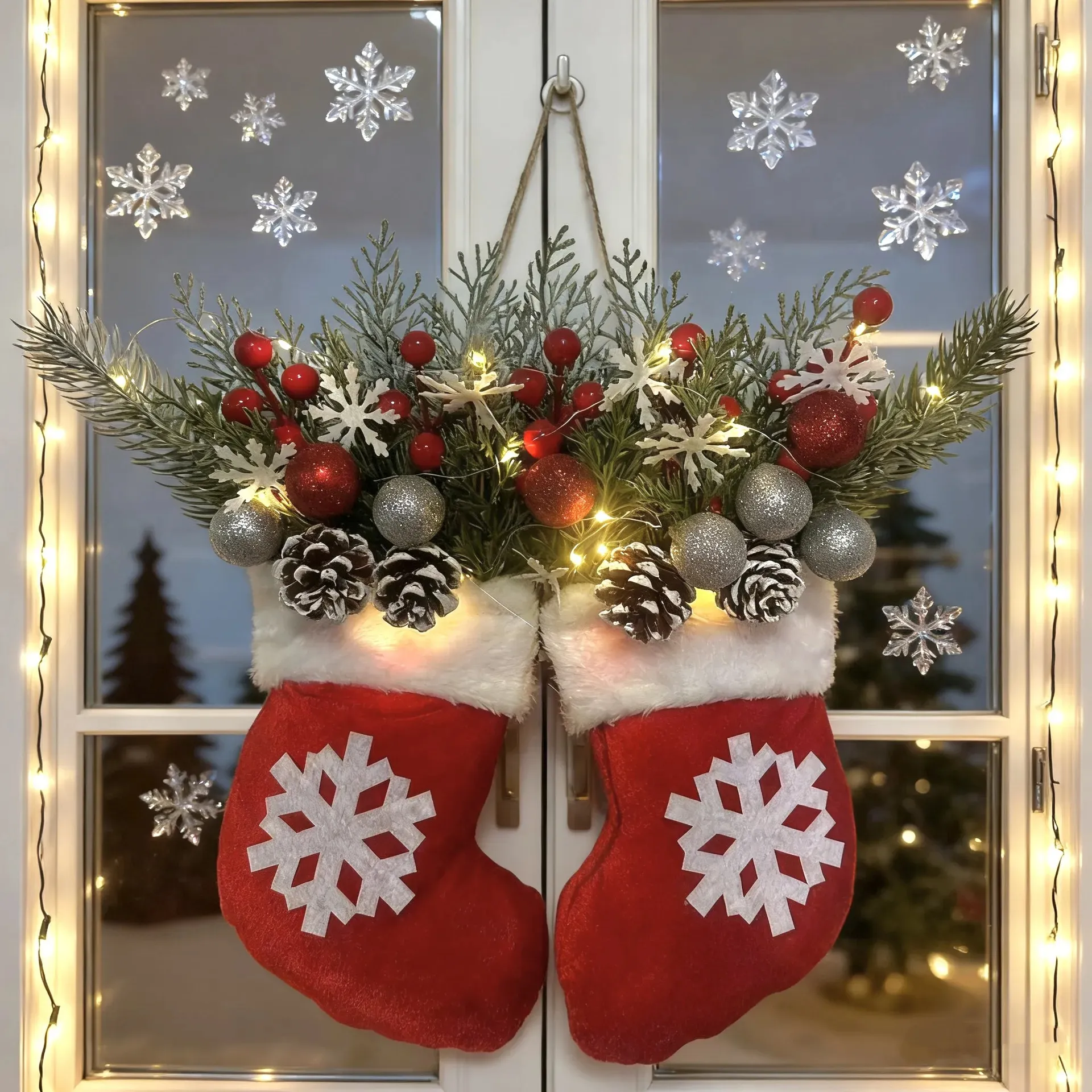🎄Hot Sale-60% OFF🥊Twinkling Christmas Mitten Wreath with LED Lights✨