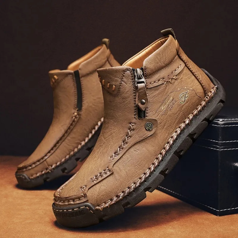 (🔥CLEARANCE SALE - 70% OFF)MEN'S CASUAL HANDMADE LEATHER BOOTS - PREVENT FOOT DISEASES