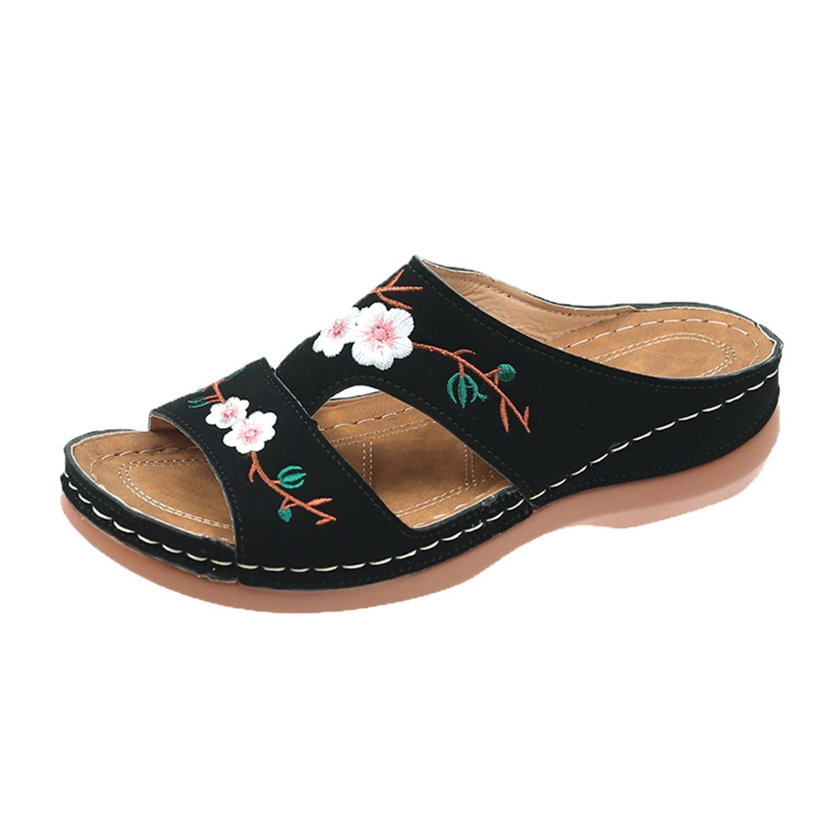 Women’s Floral Embroidered Wedge Sandals