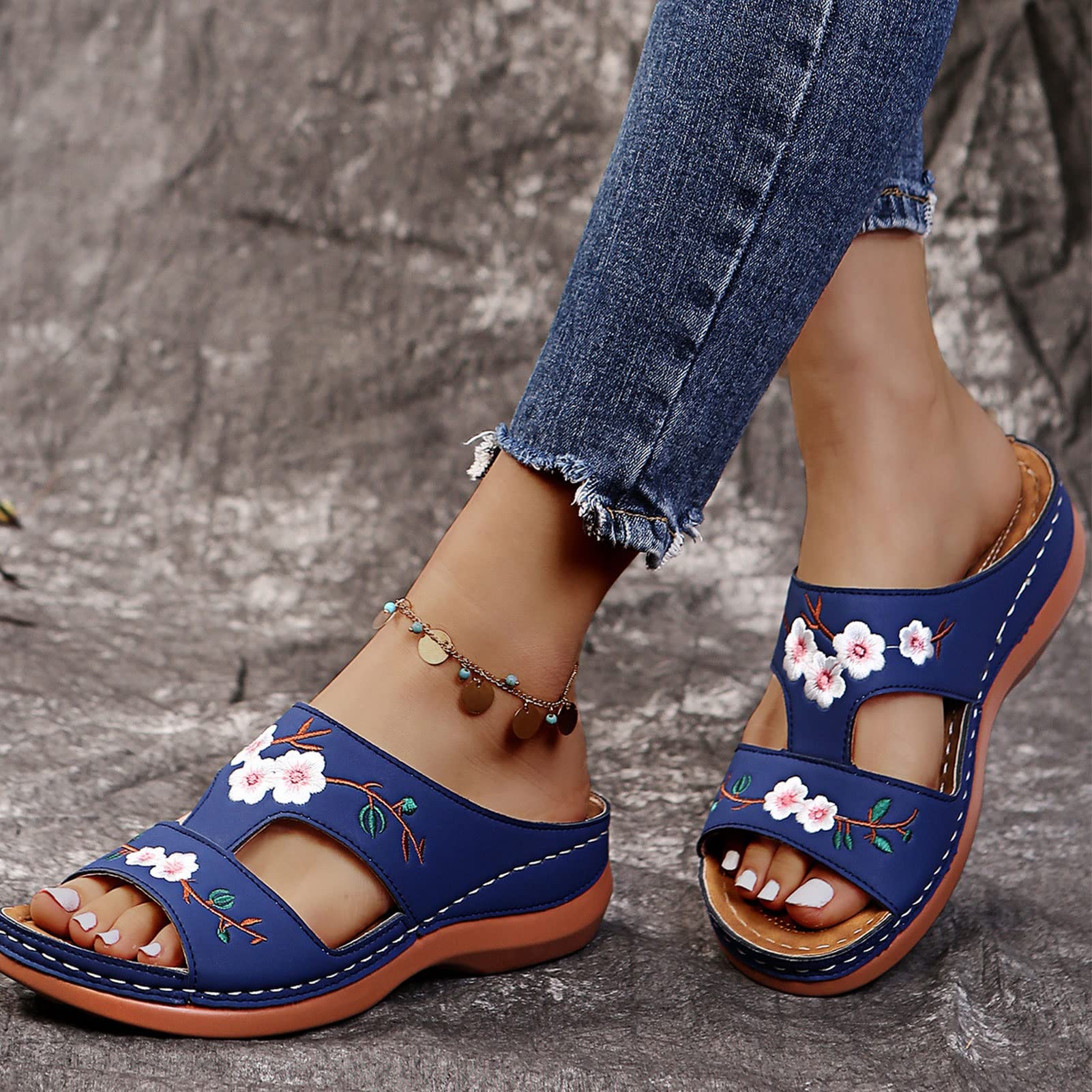 Women’s Floral Embroidered Wedge Sandals