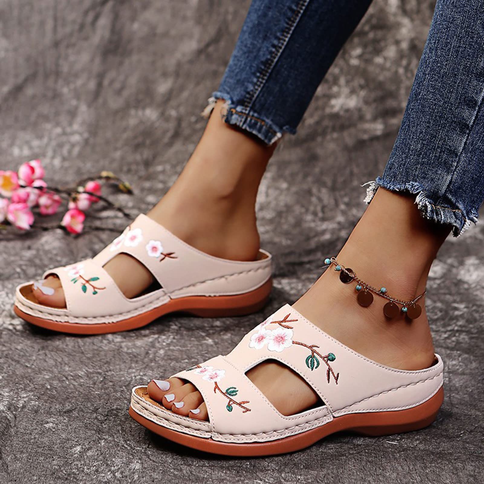 Women’s Floral Embroidered Wedge Sandals