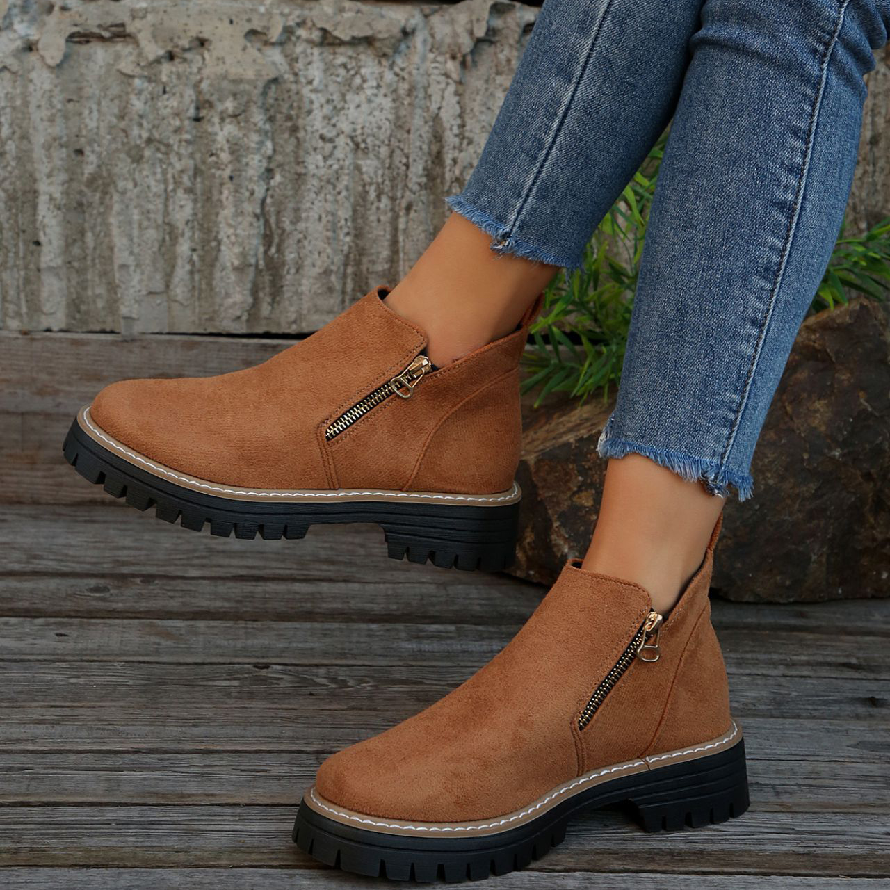 Women's Fashionable Solid Color Orthopedic Ankle Boots