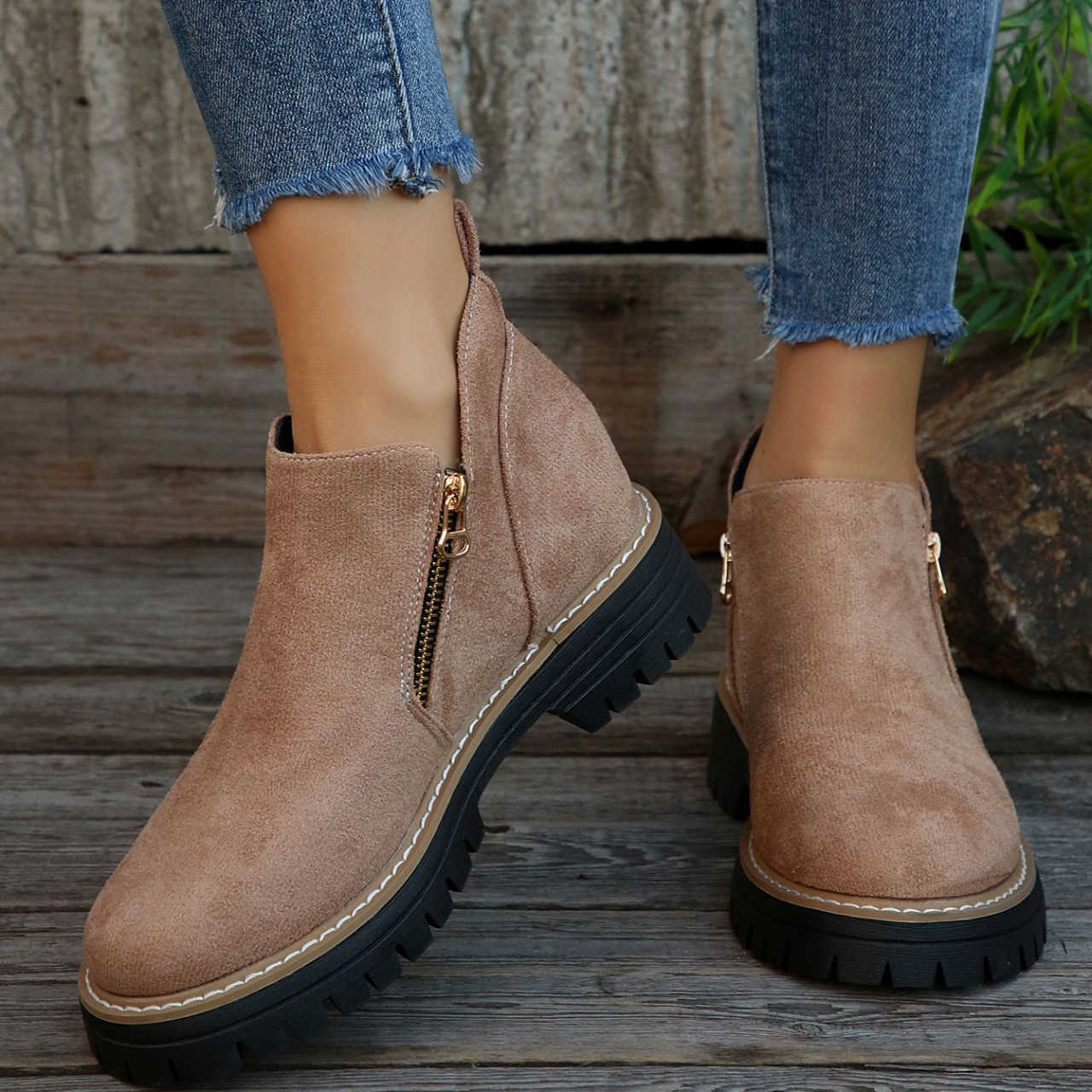 Women's Fashionable Solid Color Orthopedic Ankle Boots