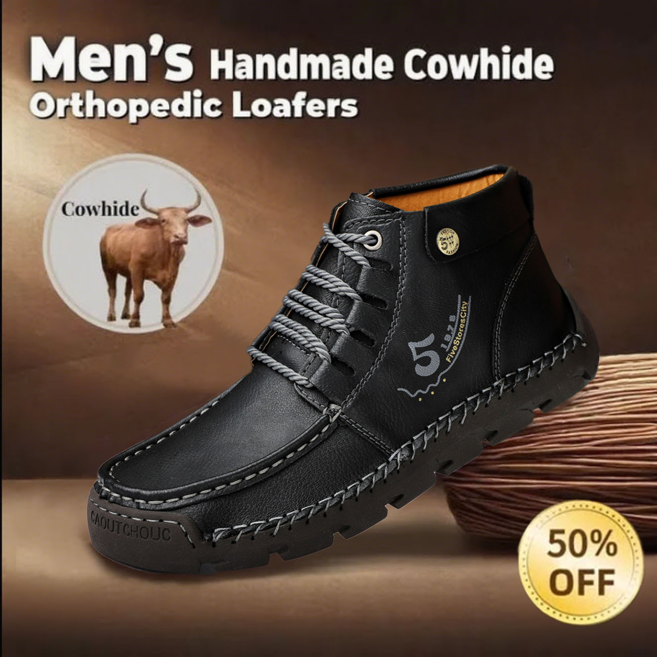 🔥Today 70% off🔥Men's genuine leather waterproof non-slip fashionable orthopedic shoes