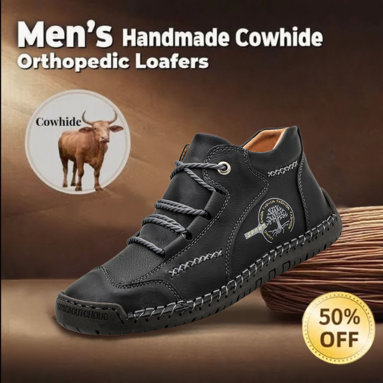 🔥Last day 70% off 🔥Men's genuine leather handmade anti-collision orthopedic loafers with corrective function