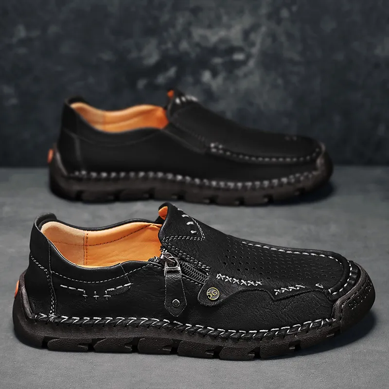 ⏰Promotion - 70% OFF🔥 Men Casual Leather Loafer Summer Flat Soft Light Shoes