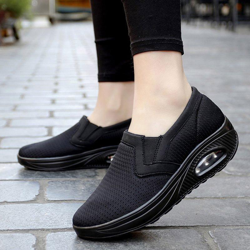 Women's Sporty Platform Fabric Daily Slip-On Walking Sneakers
