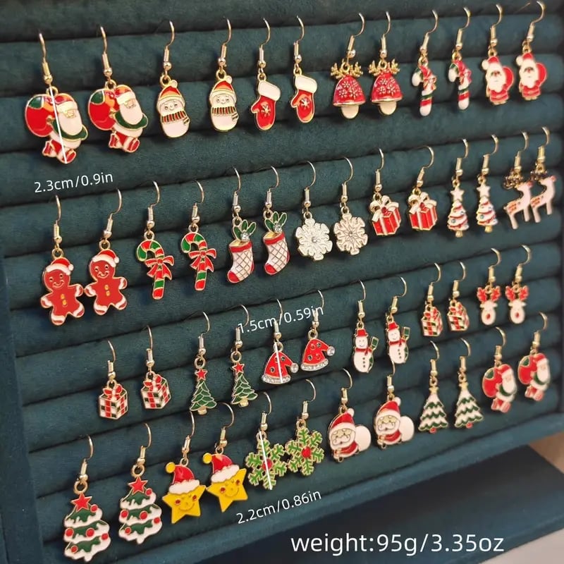 🎄🔔25 Pairs Christmas Themed Drop & Dangle Earrings Set 🫎