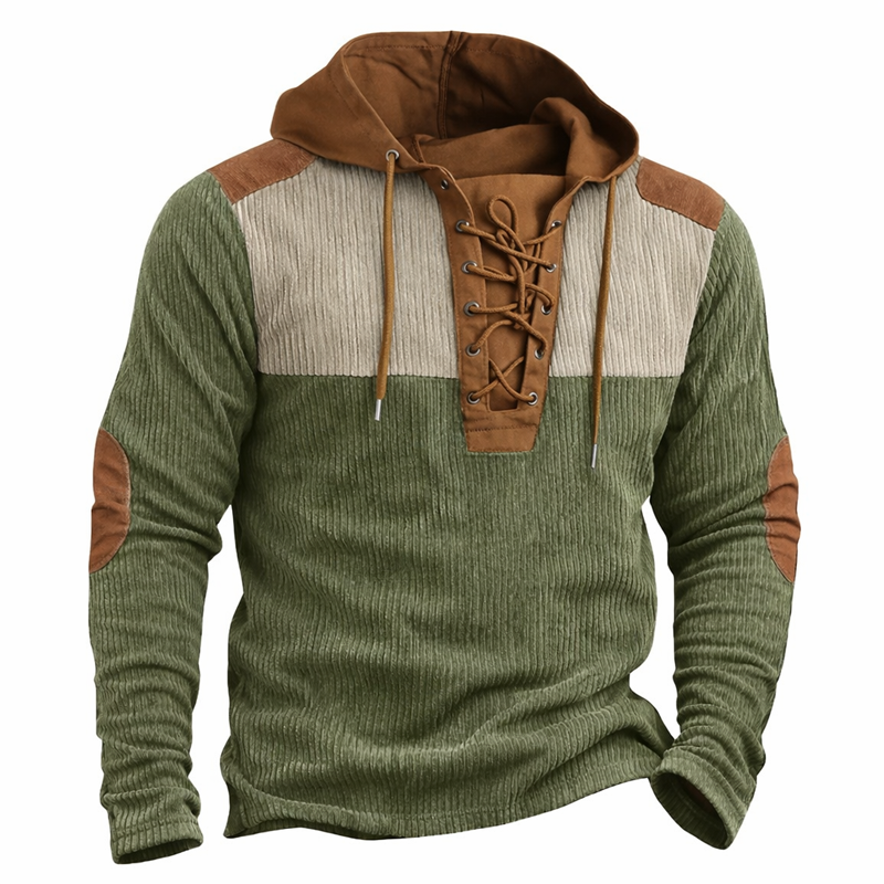 ⏰Promotion 50% OFF -Men’s Retro Lace-Up Hooded Pullover