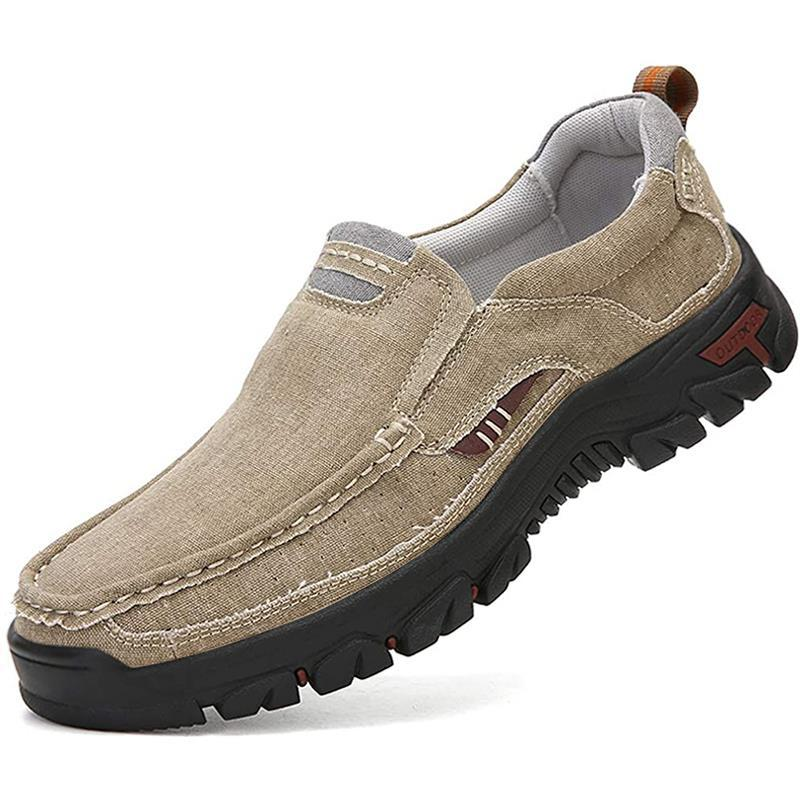 Mens Round Toe Canvas Slip-On Loafers antiskid Walking Casual Shoes